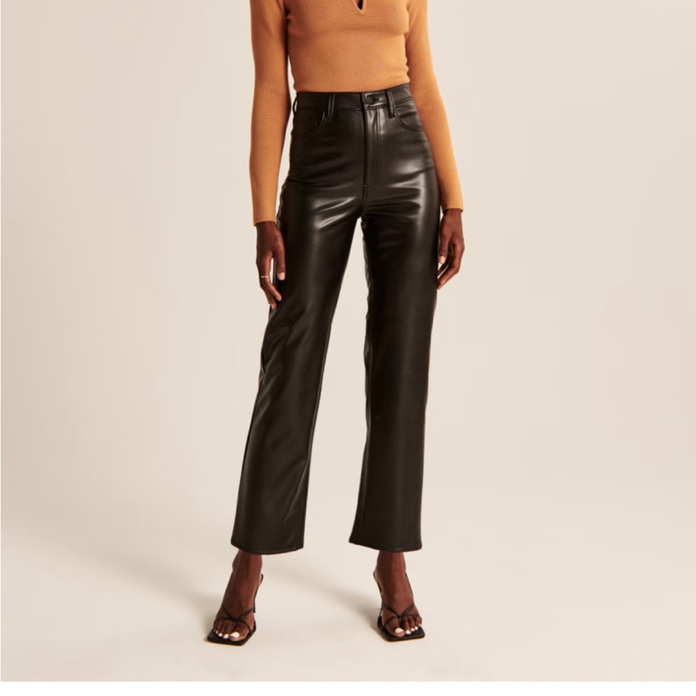 Abercrombie & Fitch Vegan Leather Ankle Straight Pant